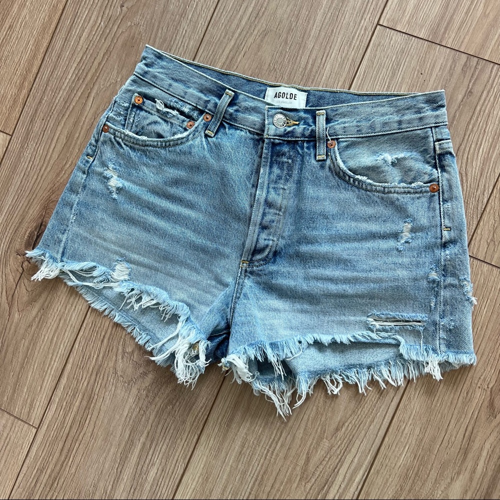 NWT AGOLDE Parker Vintage Denim Shorts in  Swampmeet, Size 26 - Picture 5 of 8